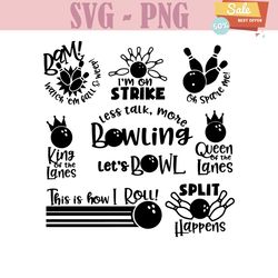 less talk more bowling im on strike svg bundle