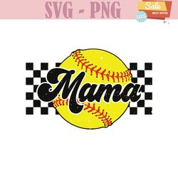 retro baseball mama checkered softball svg