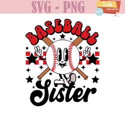 groovy baseball sister checkered svg