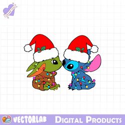 disney stitch and baby yoda christmas svg