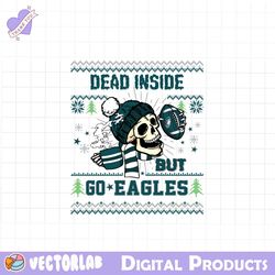 funny skull dead inside but go eagles football svg