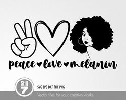 peace love melanin svg - black woman svg