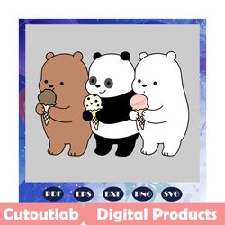 we bare bears svg, bare bears, bare bear svg, bare bear clipart, ice cream, panda, grizzly, bears, bare bears hug, bears