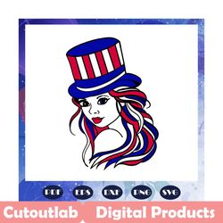 american girl with american flag top hat fourth of july, independence day svg, dog usa 4th of july, happy fourth of july