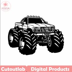 retro cartoon monster truck vector svg