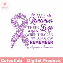 we remember their love png, alzheimers awareness, never forget, alzheimer's association, senior care, ribbon png, purple