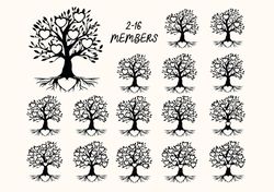family tree svg, 2-16 members family svg, tree monogram svg, family reunion svg, tree svg, tree of life svg, cut files,