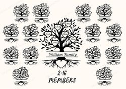 family tree svg bundle 2-16 members, tree of life svg, family tree branch, cut files for cricut, family tree clipart, tr