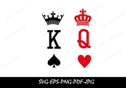 king and queen svg, king of spades svg, queen of hearts svg, playing card king queen svg, couples shirt svg,queen of hea