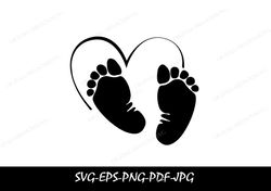 baby hearts footprints svg cut file baby feet svg files digital download for cricut and silhouette includes svg, eps, pd