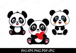 cute baby panda,panda bear svg, panda svg, bear svg, cute panda svg, cut files, cricut, clipart, silhouette, decal, sten