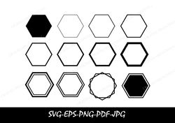 hexagon frame svg bundle, instant digital download, border svg, frame svg, geometric svg, border clipart, hexagon monogr