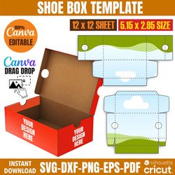 shoe box template svg, shoe box svg, shoe box party favor, shoe box label editable, sneaker box template, printable, png