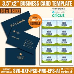 business card template canva, 3.5x2 business card template, business card svg, blank business card, canva editable, diy