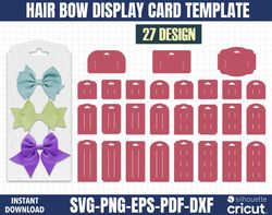 hair bow card template svg, bow display card, hair clip display card svg, bow holder template, display card cricut files