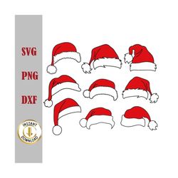 santa hat svg, santa hat cut file, christmas hat svg bundle, elf hat svg, xmas clipart, holiday winter hat svg, silhouet