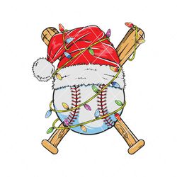 baseball christmas light santa hat svg