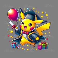 cartoon pikachu graduation 2024 png digital download files