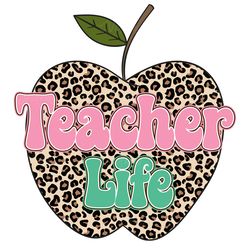 leopard apple teacher life png digital download files