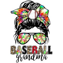 baseball grandma messy bun png digital download files