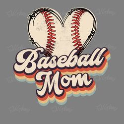 vintage baseball mom heart png digital download files