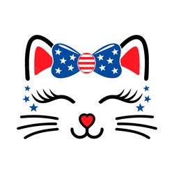 4th of july cat face - instant digital download - svg