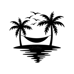 palm trees & hammock - instant digital download - svg
