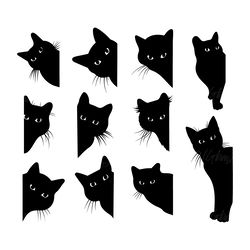 cat svg, black cat svg, peeking cat clipart, peeping cat svg, halloween cat svg, cricut si