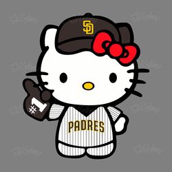 kawaii kitty svg, padres svg, padres kawaii kitty, baseball kawaii kitty svg