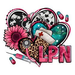 lpn licensed practical nurse hearts png sublimation design download