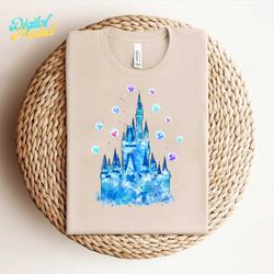 cinderella's castle art png, blue castele png, baby nursery disney png