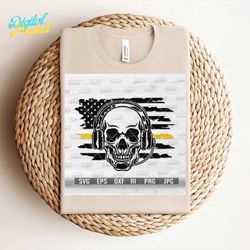 us dispatcher skull svg | first responder clipart | 911 emergency stencil | reecue cutfile | emt shirt png | yellow thin