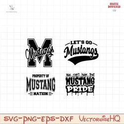 mustangs mascot bundle svg, mustangs school spirit svg, mustangs cheerleading, mustangs team gear, cricut, silhouette, s