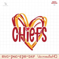 chiefs hearts svg, football svg, png, dxf, svg files for cricut, vinyl cut file, iron on, mascot clipart, shirt svgs, s
