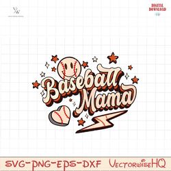 retro baseball mama sublimation design