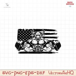 bull bodybuilder svg png , us flag svg , muscle man svg , gym svg , biceps svg , bodybuilding clipart , bodybuilder shir