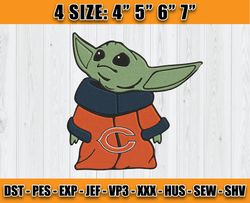 bears embroidery, baby yoda embroidery, nfl machine embroidery digital, 4 sizes machine emb files