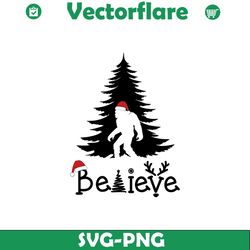 believe bigfoot christmas tree svg