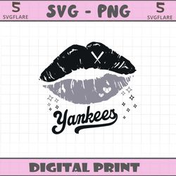 funny lips yankees baseball team svg