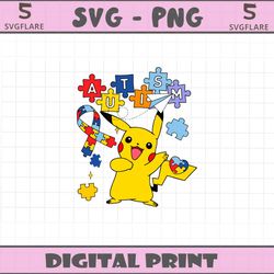 pikachu autism ribbon puzzle pieces svg