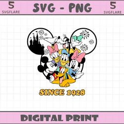 retro mickey and friends since 1928 svg