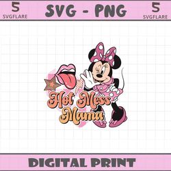 retro hot mess mama minnie mouse svg