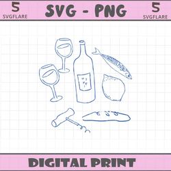 retro wine cooking ingredients svg