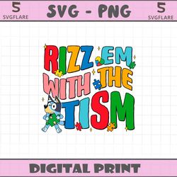 retro bluey rizz em with the tism svg