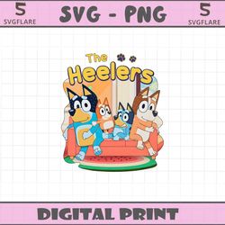 retro bluey the heelers family png