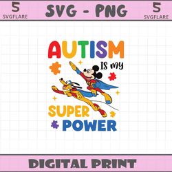 mickey pluto autism is my super power svg