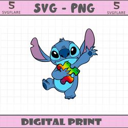 funny autism awareness stitch puzzle png