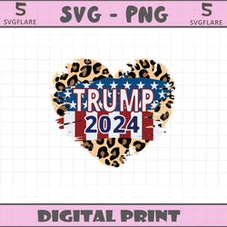trump 2024 for president leopard heart svg