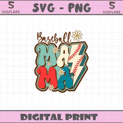 retro baseball mama sporty mom svg