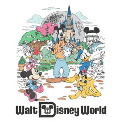 vintage walt disney world mickey and friends png